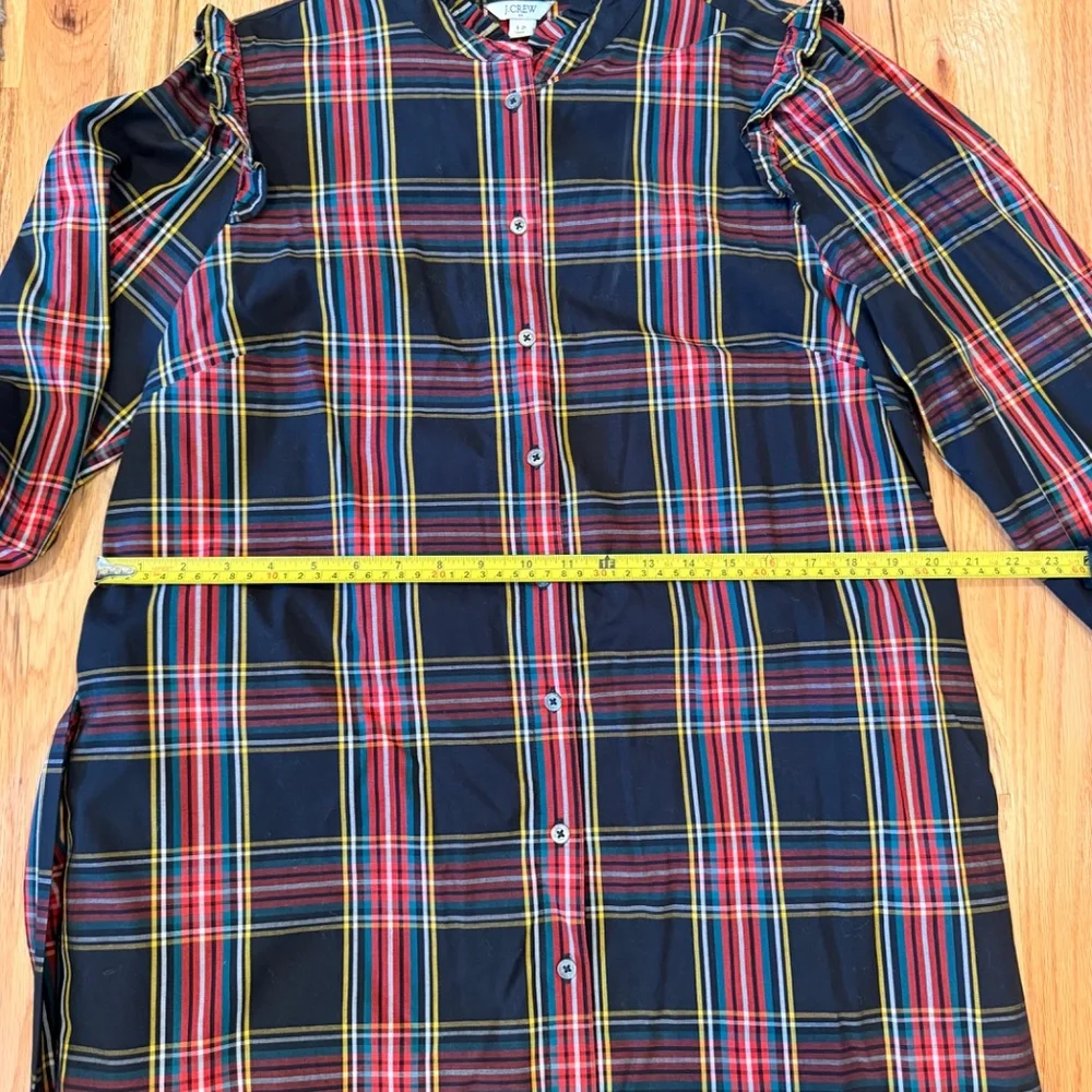 J. Crew Holiday Christmas Stewart Tartan Plaid Belted Shirtdress Size 12 - Picture 8 of 8